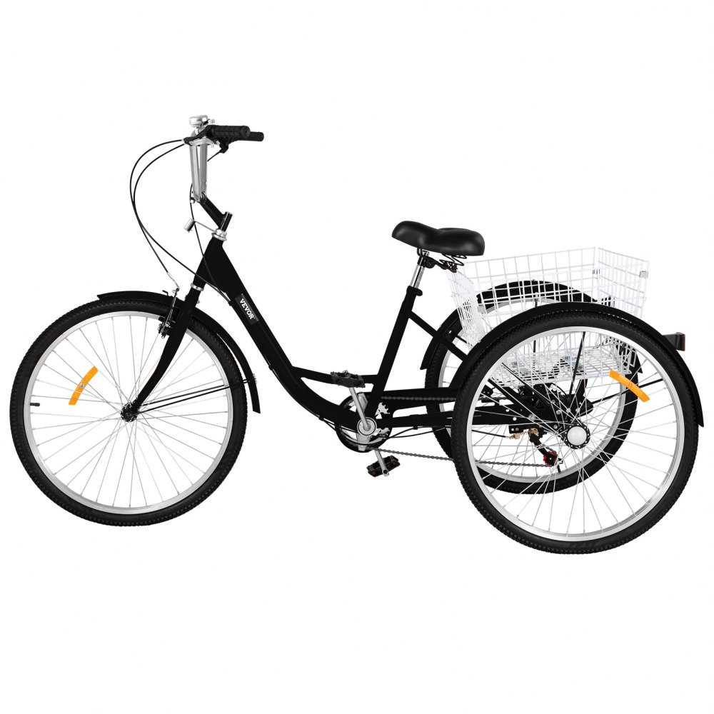 7-Speed 3 Wheel Adult Tricycle 20'' White Trike Bicycle Bike with Large Basket for Riding