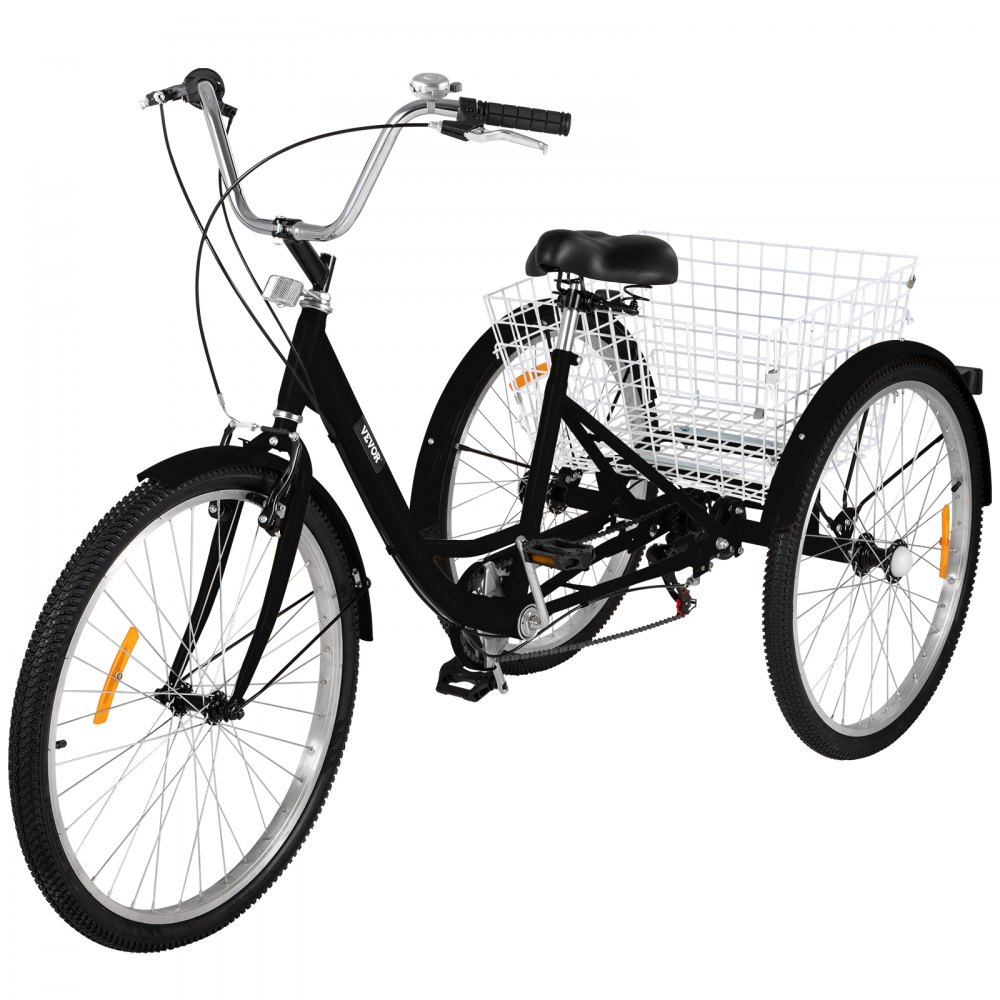 7-Speed 3 Wheel Adult Tricycle 20'' White Trike Bicycle Bike with Large Basket for Riding