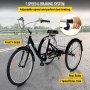 VEVOR Adult Tricycle 7 Speed Cruise Bike 20in Adjustable Trike with Bell Brake System Cruiser Bicycles Size Basket for Recreation Shopping Exercise (Black 20 7Speed)