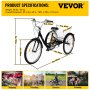 7-Speed 3 Wheel Adult Tricycle 20'' White Trike Bicycle Bike with Large Basket for Riding