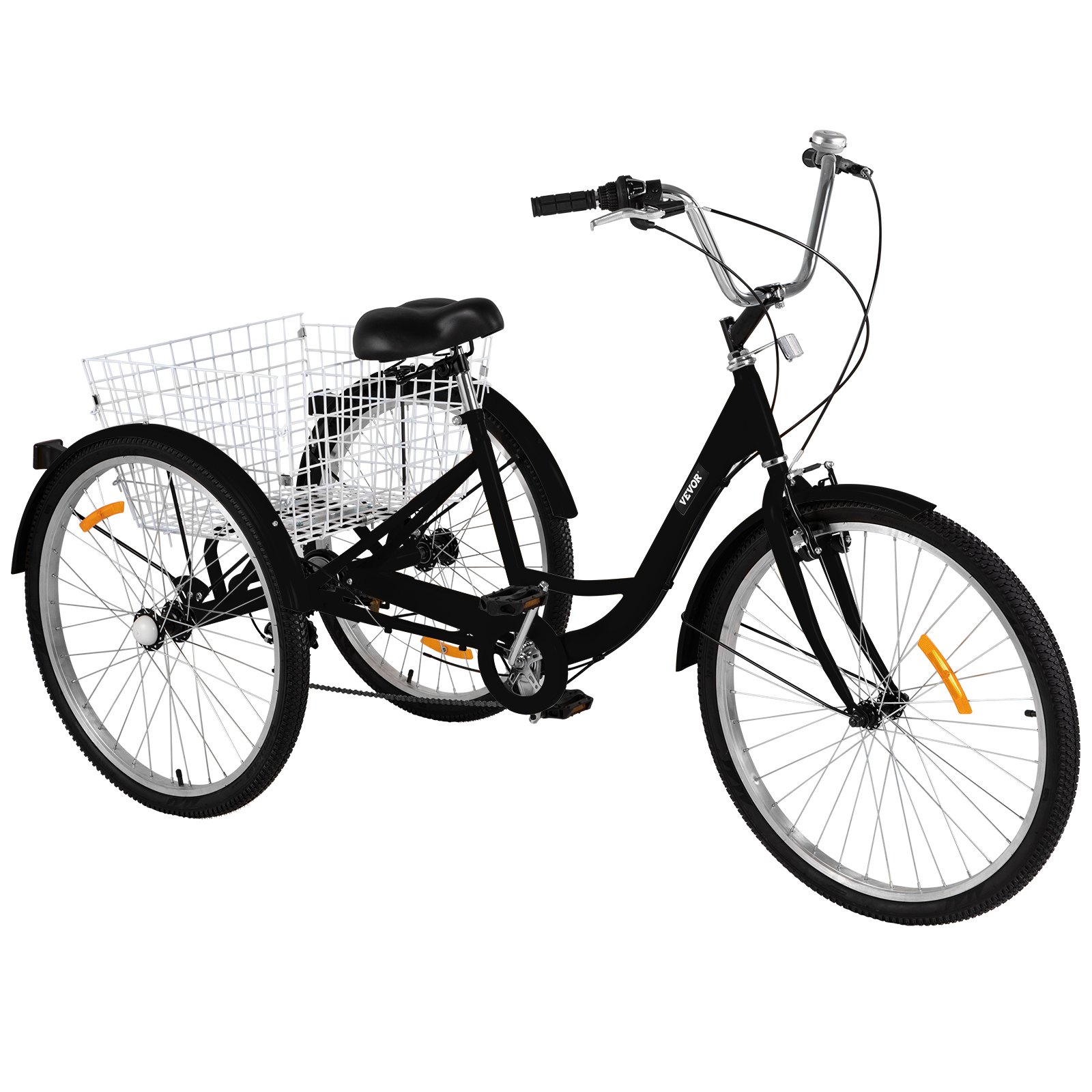 7-Speed 3 Wheel Adult Tricycle 20'' White Trike Bicycle Bike with Large Basket for Riding