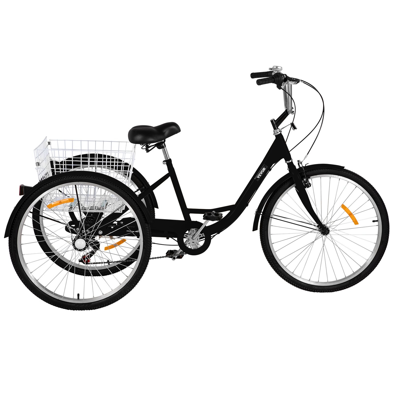 7-Speed 3 Wheel Adult Tricycle 20'' White Trike Bicycle Bike with Large Basket for Riding