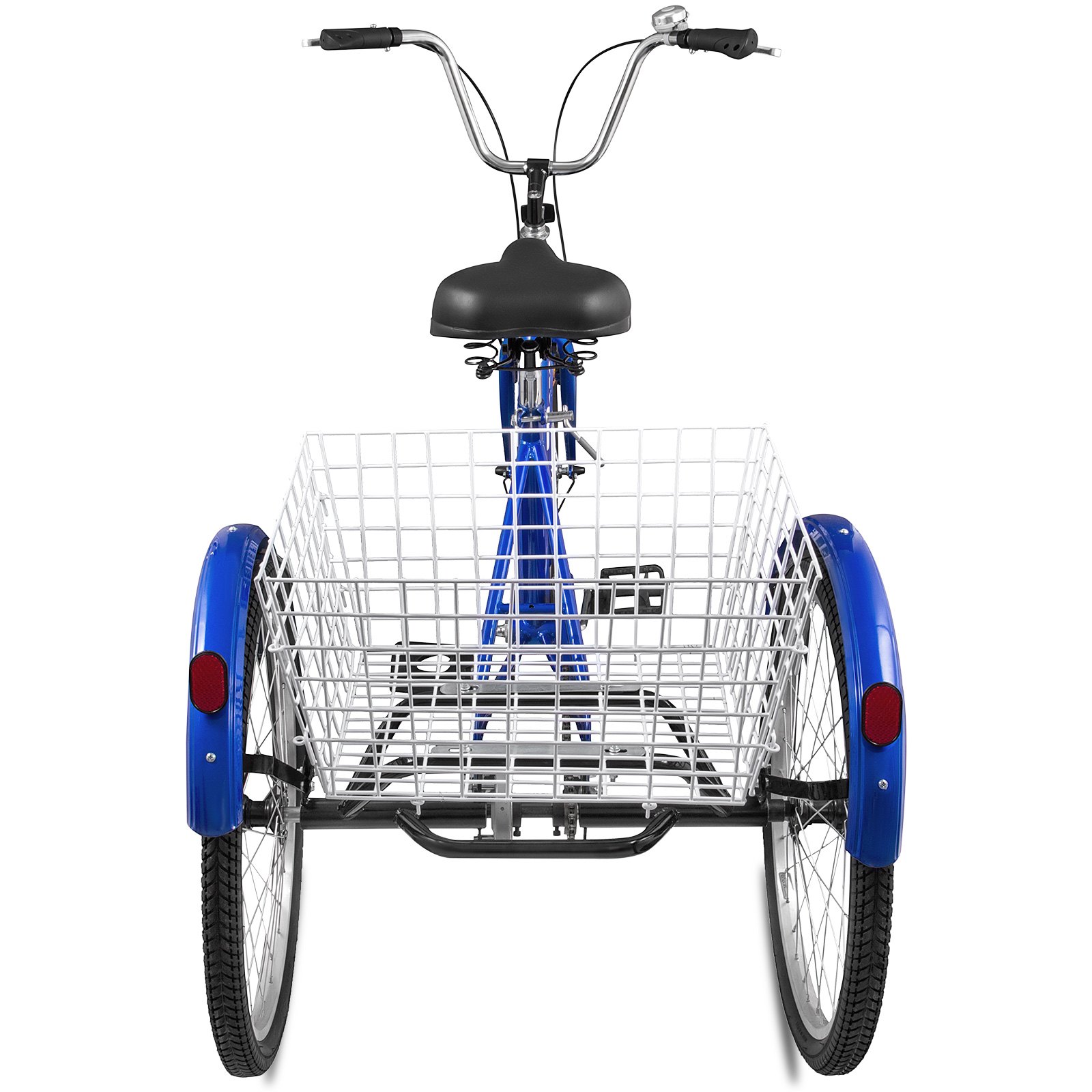 7-Speed 3 Wheel Adult Tricycle 20'' Blue Trike Bicycle Bike with Large Basket for Riding