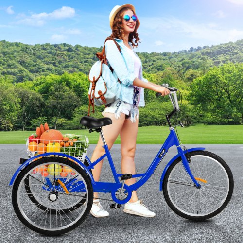 Triciclos para adultos, 3 ruedas de 20 pulgadas/24 pulgadas/26 pulgadas,  bicicleta de 7 velocidades con cesta de gran tamaño para compras y  ejercicios
