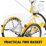 Vevor 24" Adult Tricycle 3-Wheel 7 Speed Bicycle Trike Double Basket 330LBS Bike