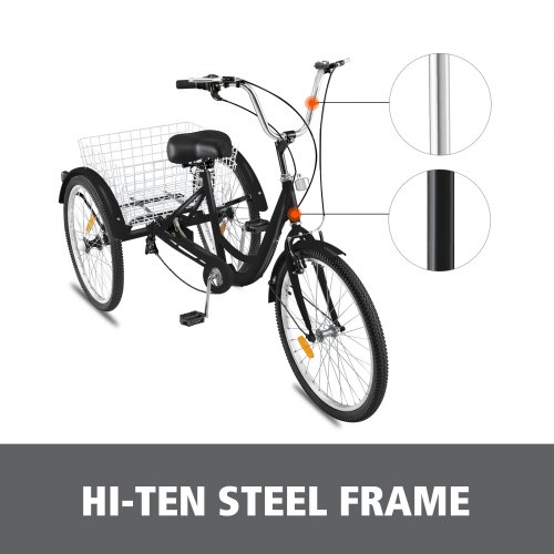 Bicicletas de triciclo para adultos mayores de 3 ruedas, con cesta grande y  asiento trasero, bicicletas de 3 ruedas, ruedas de asiento de altura