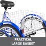 1-Speed 3 Wheel Adult Tricycle 26'' BlueTrike Bicycle Bike with Large Basket for Riding