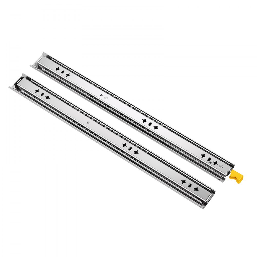VEVOR Heavy Duty Drawer Slides, 55 cm 113.4 kg with Lock Side Mount Rails, for Cabinets, Kitchen, Workbench, RV, 3-Fold Full Extension Ball Bearing Rails, Carbon Steel, with Screws & Nuts, 1 Pair