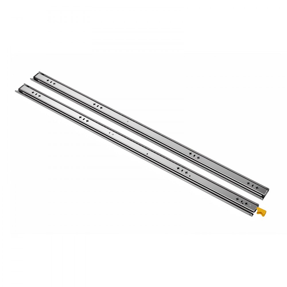 VEVOR Heavy Duty Drawer Slides, 100 cm 113 kg with Lock Side Mount Rails, for Cabinets, Kitchen, Workbench, RV, 3-Fold Full Extension Ball Bearing Rails, Carbon Steel, with Screws & Nuts, 1 Pair