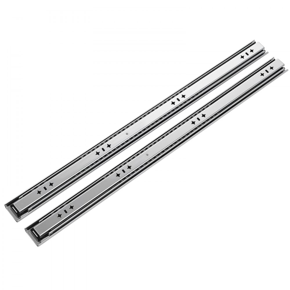 VEVOR Heavy Duty Drawer Slides, 75 cm 120.2 kg Load Side Mount Rails, for Cabinets, Kitchen, Workbench, RV, 3-Fold Full Extension Ball Bearing Rails, Carbon Steel, with Screws & Nuts, 1 Pair