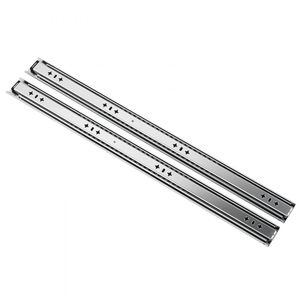 VEVOR Heavy Duty Drawer Slides, 70 cm 120.2 kg Load Side Mount Rails, for Cabinets, Kitchen, Workbench, RV, 3-Fold Full Extension Ball Bearing Rails, Carbon Steel, with Screws & Nuts, 1 Pair