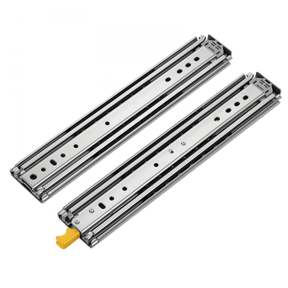 VEVOR Heavy Duty Drawer Slides, 40.6 cm 226.8 kg with Lock Side Mount Rails, for Cabinets, Kitchen, Workbench, RV, 3-Fold Full Extension Ball Bearing Rails, Carbon Steel, with Screws & Nuts, 1 Pair