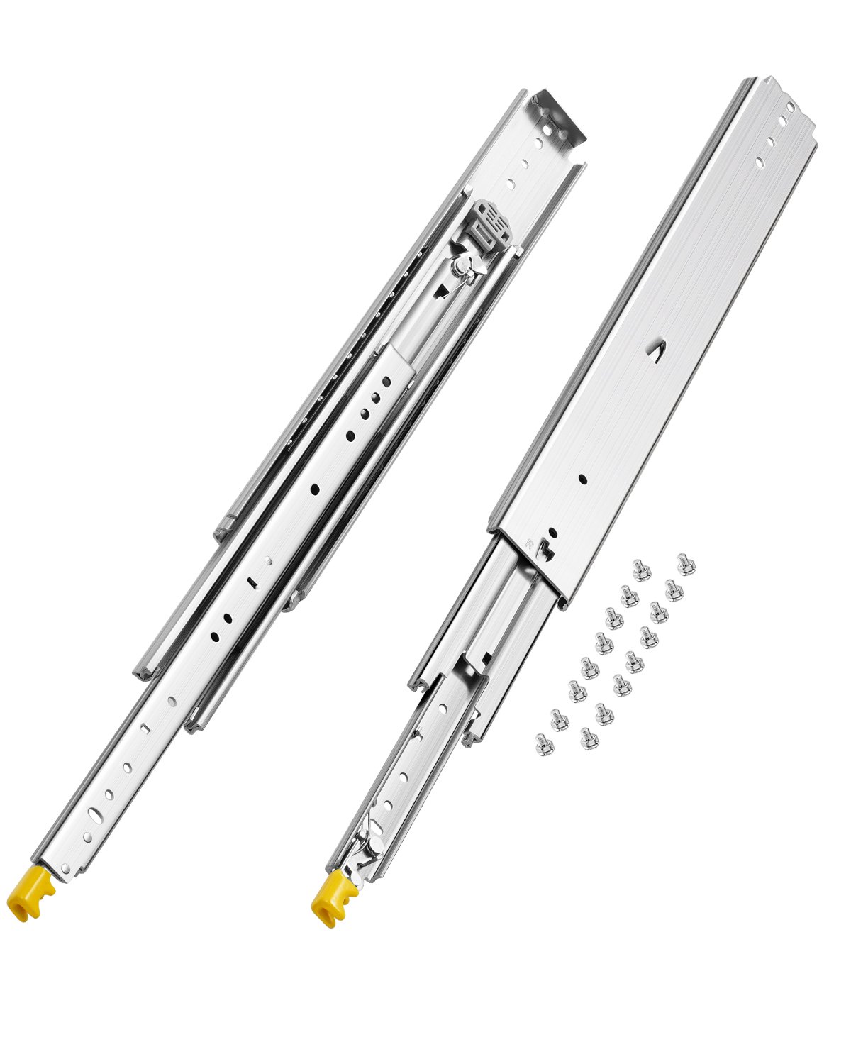 VEVOR 1 Pair Full Extension Drawer Slides 18 20 22 28 30 32 36 38 40 44 48 52 56 60 in, 500 lbs Load Capacity Locking Drawer Slides, Ball Bearing with Lock Side Mount Drawer Slide Rail