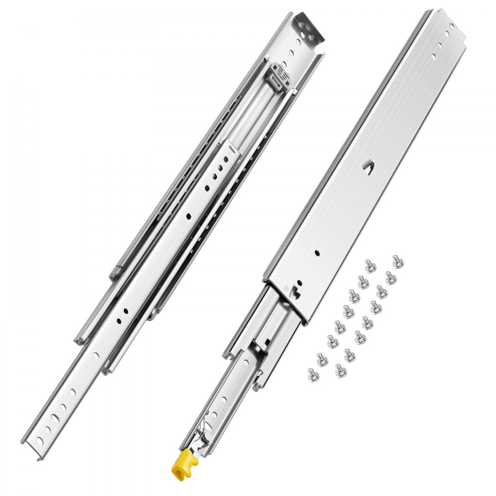 VEVOR - 1 par de guías para cajones de extensión completa de 24 pulgadas, capacidad de carga de 500 lb, con bloqueo, rodamiento de bolas y riel lateral para cajón con cerradura