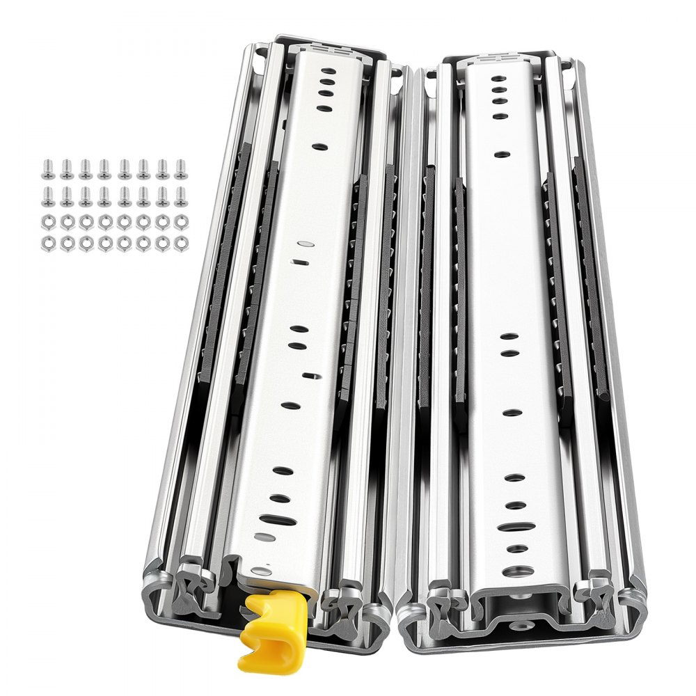 VEVOR Heavy Duty Drawer Slides, 66 cm 226.8 kg with Lock Side Mount Rails, for Cabinets, Kitchen, Workbench, RV, 3-Fold Full Extension Ball Bearing Rails, Carbon Steel, with Screws & Nuts, 1 Pair