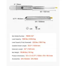 1 Pair 18-60 in Drawer Slides Ball Bearing Full Extension