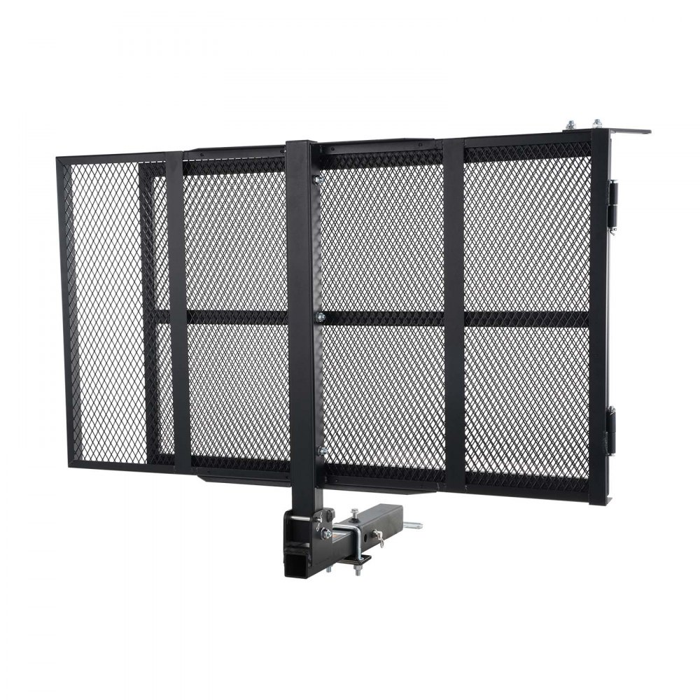 VEVOR Hitch Mount Wheelchair Carrier 45.3" x 25.6", 500LBS Mobility Scooter Carrier with Folding Ramp, Iron Trailer Hitch Rack Basket with Stabilizer, Straps, Fit 2" Hitch Receiver for SUV Van Car