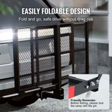 VEVOR Hitch Mount Wheelchair Carrier, 500LBS Mobility Scooter Carrier with Folding Ramp, Iron Trailer Hitch Rack Basket with Stabilizer, Straps, Fit 2" Hitch Receiver for SUV Van Car, 45.3" x 25.6"