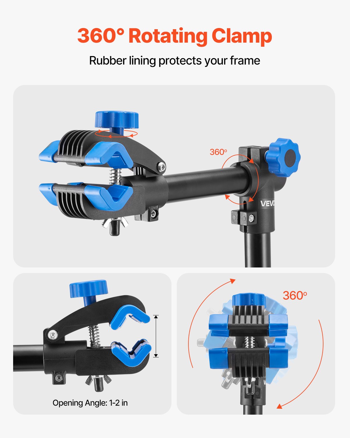 VEVOR Bike Repair Stand, 66 lb Heavy-duty Bicycle Work Stand with 32.8-56.6 in Adjustable Height & Magnetic Tool Tray, Foldable Bicycle Maintenance Rack, Shop Home Mechanics for Mountain & Road Bike
