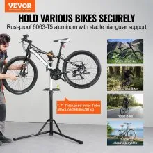 VEVOR Bike Repair Stand, 66 lbs Heavy-duty Aluminum Bicycle Repair Stand, Adjustable Height Bike Maintenance Workstand with Magnetic Tool Tray Telescopic Arm, Foldable Bike Work Stand for Home, Shops