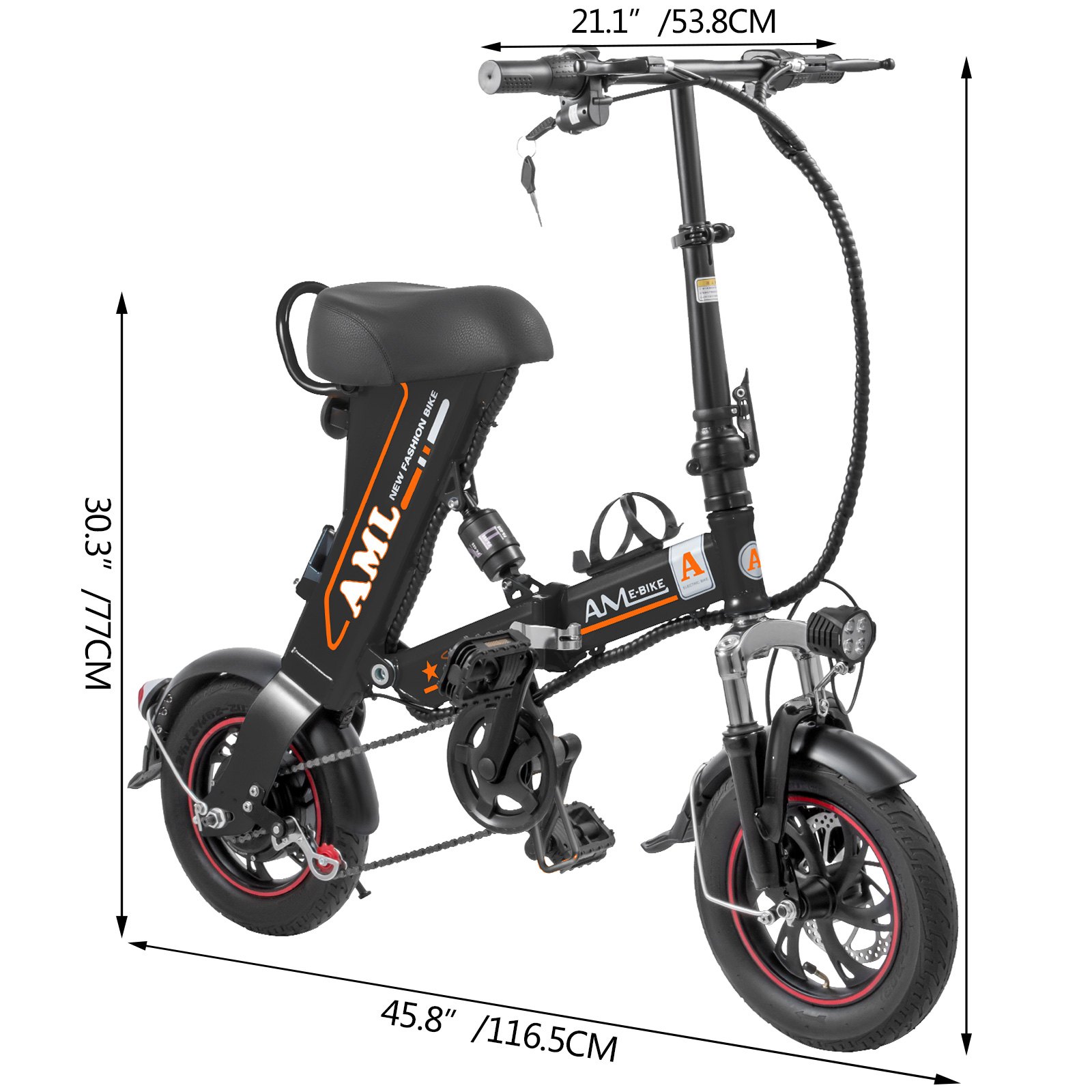 Bicicleta eléctrica plegable marco plegable 36v batería 12AH