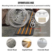 VEVOR Rubber Curb Ramp for Driveway 1 Pack, 15T Heavy Duty Sidewalk Curb Ramp, 2.6" Rise Height Cable Cover Curbside Bridge Ramp for Garage for Low Cars, Wheelchairs