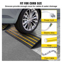 VEVOR Curb Ramp, 3 Pack Rubber Driveway Ramps, Heavy Duty 33069 lbs Weight Capacity Threshold Ramp, 2.6-inch High Curbside Bridge Ramps for Loading Dock Garage Sidewalk, Expandable Full Ramp Set