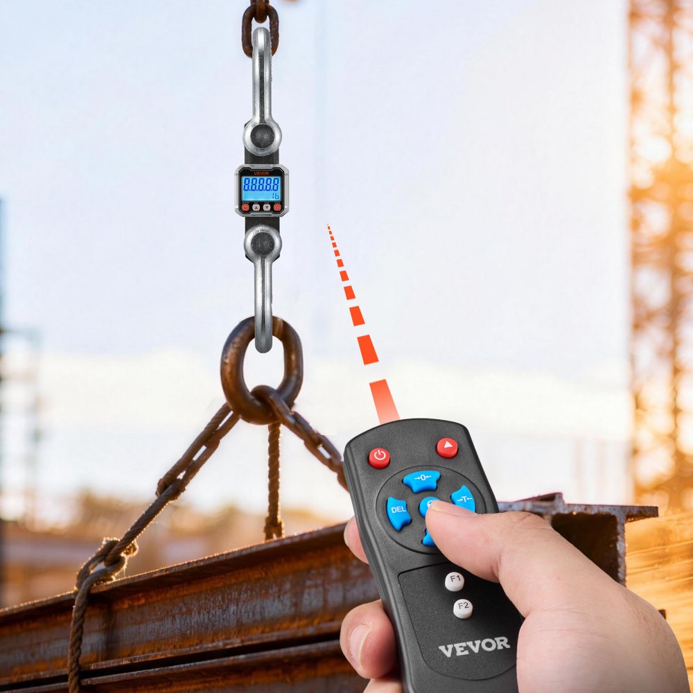 VEVOR Digital Crane Scale, 22000 lbs/10 T Max Capacity, Heavy Duty Industrial Hanging Scale with Cast Aluminum Case & LCD Display, 2 kg Division & 3 Unit Switch, Remote Control for Garage Factory