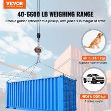 VEVOR Digital Crane Scale, 6600 lbs/3000 kg, Industrial Heavy Duty Hanging Scale with Remote Control, Cast Aluminum Case & LED Screen, High Precision for Construction, Factory, Farm, Hunting (Silver)