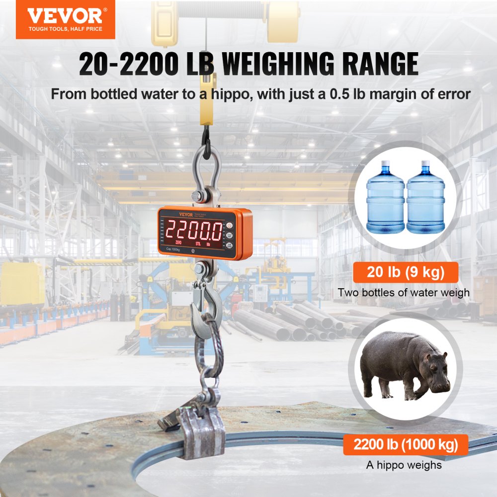 Digital Hanging Scale 660 Lb 300 Kg Cast Aluminum Case - Heavy