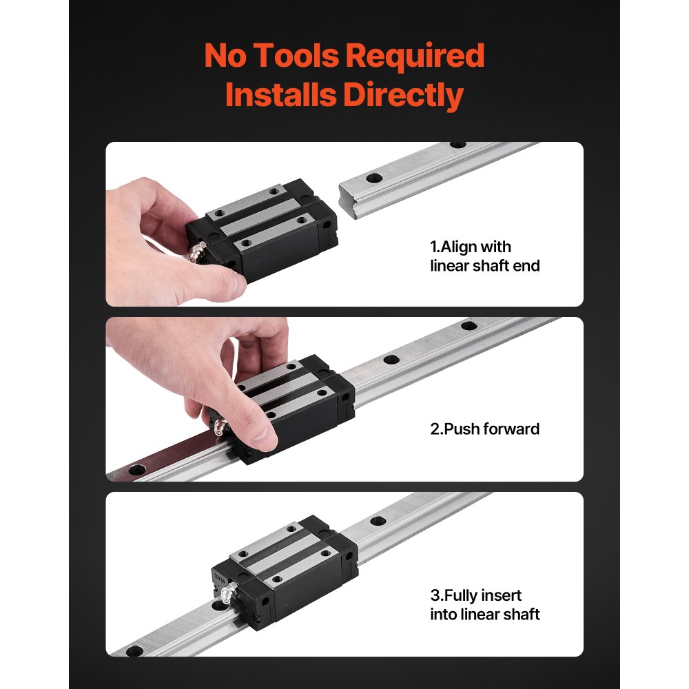 VEVOR Linear Rail Guide Kit, HGR20, 2Pcs 1000 mm (39.4 inch) Linear Motion Rails and 4Pcs Bearing Slide Blocks, Anti Rust and High Precision Kit, for DIY, CNC Routers, Lathes, Mills, 3D Printers