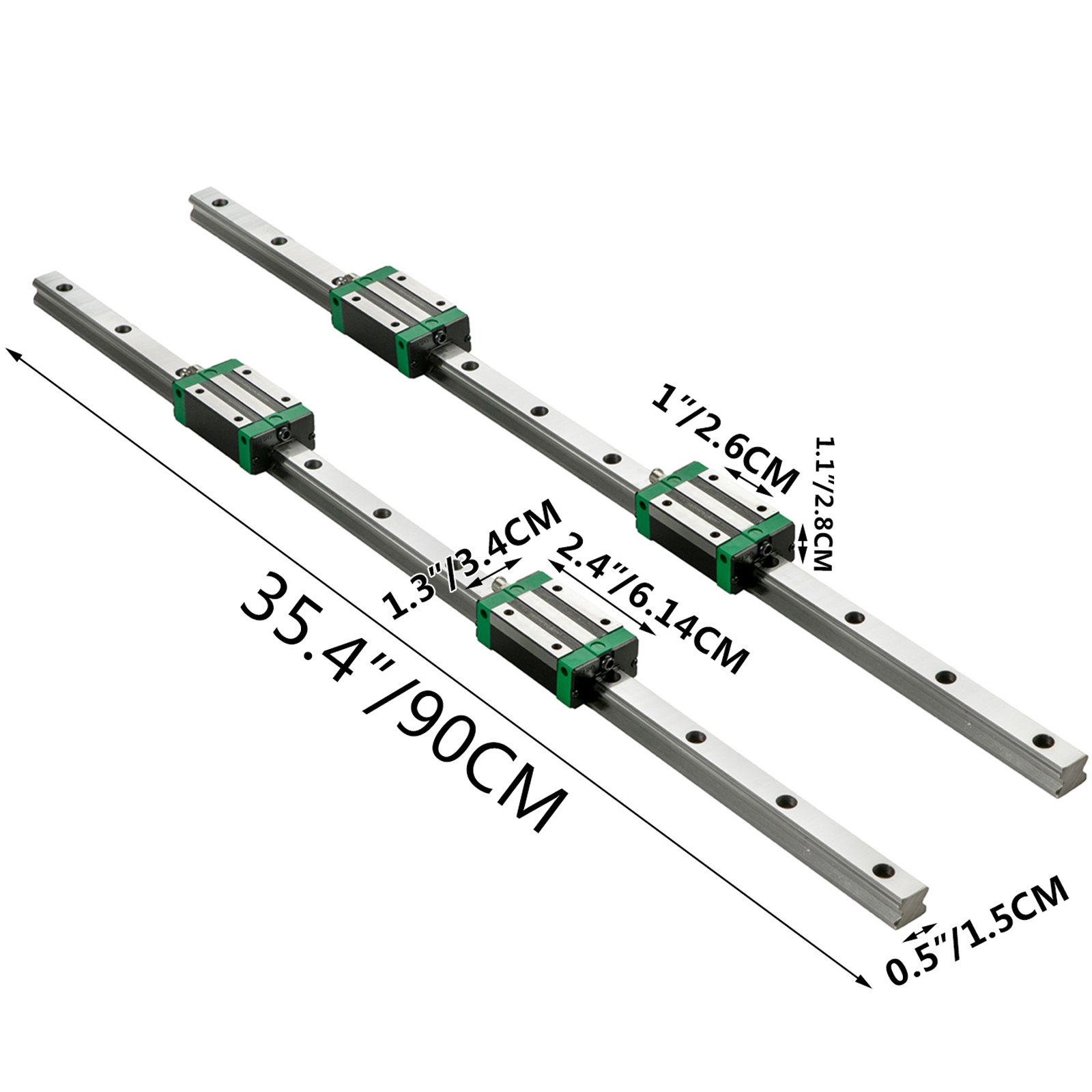 Vevor 2pcs Linear Rails Linear Bearings And Rails Hsr15-900mm Linear Slide Kit