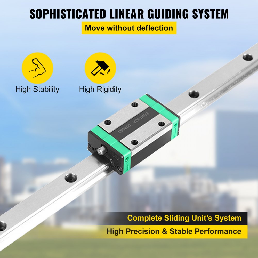 VEVOR 2PCS Linear Rail 0.79-67 Inch, Linear Bearings and Rails with 4PCS HSR20 Bearing Block, Linear Motion Slide Rails Plus for DIY CNC Routers Lathes Mills, Linear Slide Kit fit X Y Z Axis