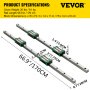 VEVOR 2PCS Linear Rail 0.79-67 Inch, Linear Bearings and Rails with 4PCS HSR20 Bearing Block, Linear Motion Slide Rails Plus for DIY CNC Routers Lathes Mills, Linear Slide Kit fit X Y Z Axis
