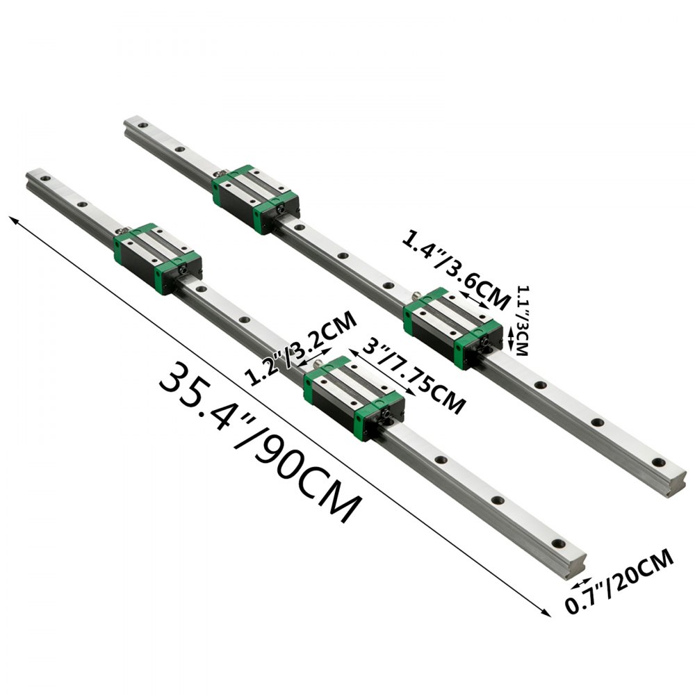 Vevor 2pcs Linear Rails Linear Bearings And Rails Hsr20-900mm Linear Slide Kit