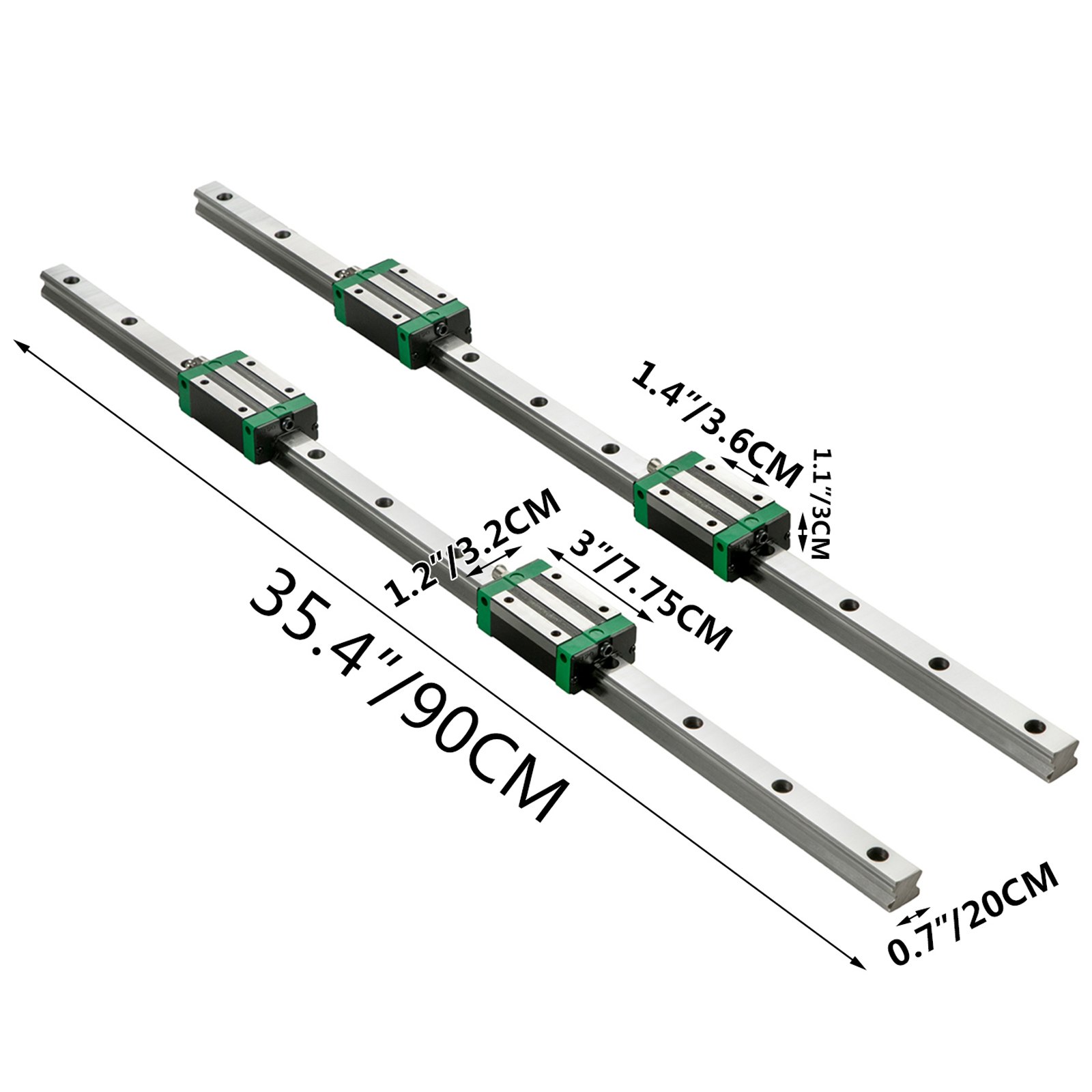 Vevor 2pcs Linear Rails Linear Bearings And Rails Hsr20-900mm Linear Slide Kit