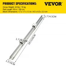 VEVOR Linear Rail SBR16-1500mm 2PCs Linear Rail Shaft Rod W/ 4 SBR16UU Blocks