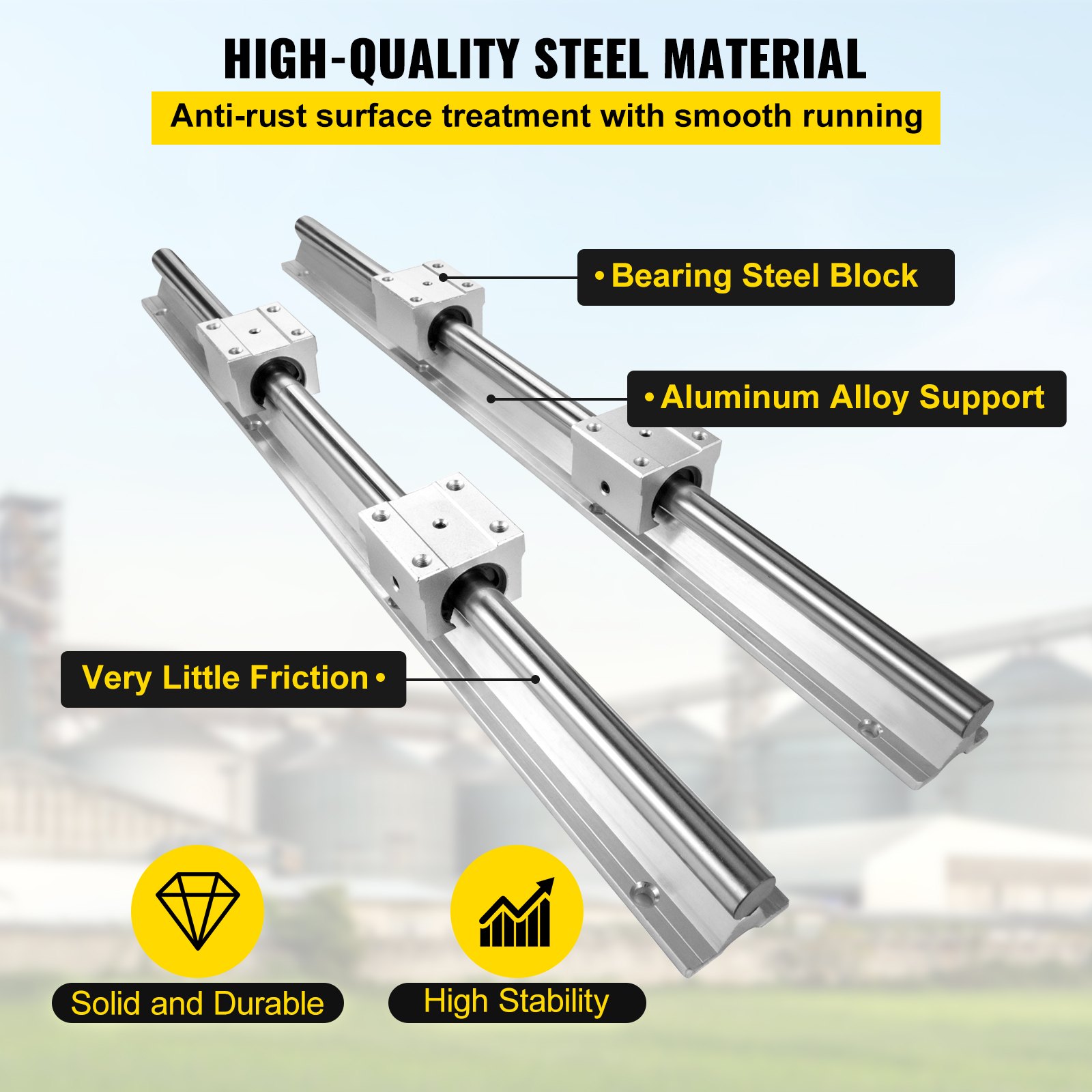 VEVOR linear rail, high-quality steel, aluminum alloy support, very little friction.