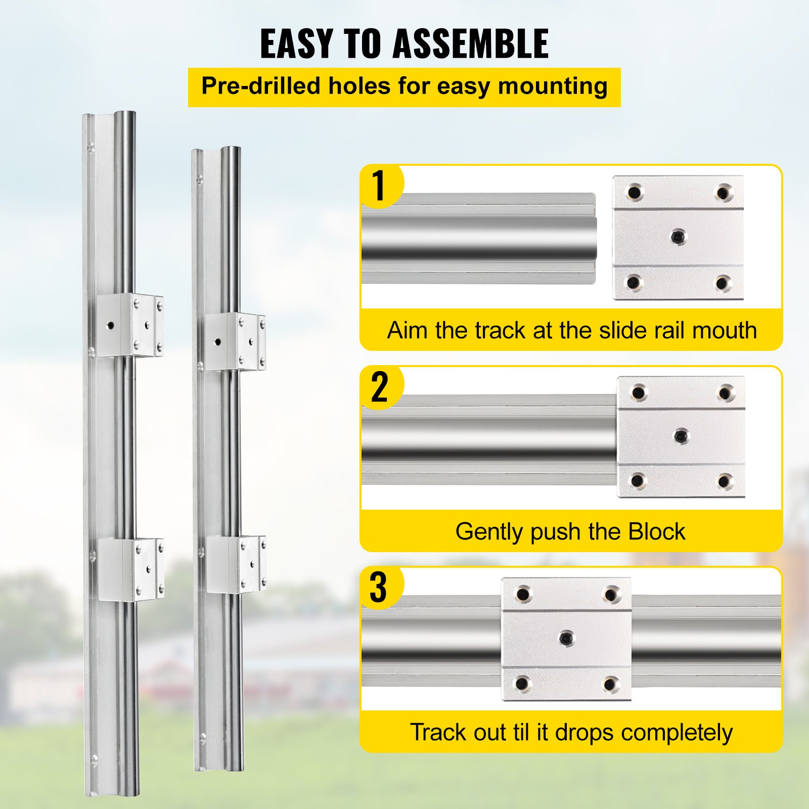 VEVOR linear rail assembly guide with pre-drilled holes for easy mounting.