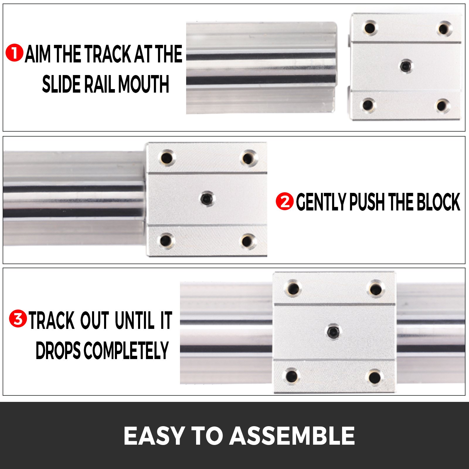 VEVOR Linear Rail 2PCS 500mm SBR16 Linear Slide Rail 4PCS SBR16UU Bearing Block CNC Kit Linear Rails and Bearings Kit CNC Rails Linear Rail Set for CNC Machines Automated Machines and Equipments