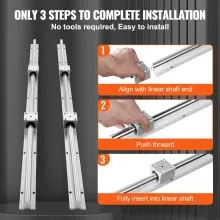 VEVOR Linear Guide Rail Set, SBR20 1000mm, 2 PCS 39.4 in/1000 mm SBR20 Guide Rails and 4 PCS SBR20UU Slide Blocks, Linear Rails and Bearings Kit for Automated Machines DIY Project CNC Router Machines