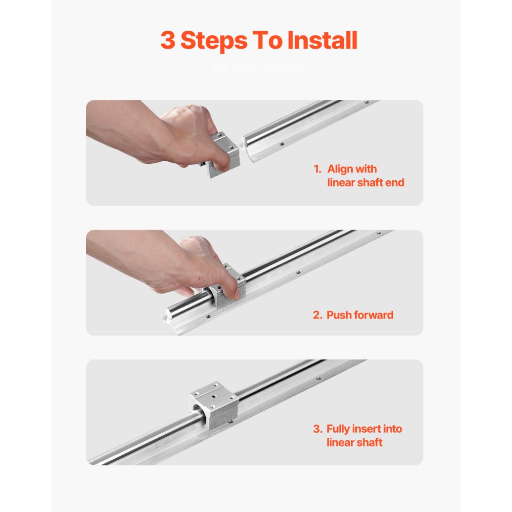 VEVOR Linear Guide Rail Set, SBR20 1500mm, 2 PCS 1500 mm SBR20 Guide Rails and 4 PCS SBR20UU Slide Blocks, Linear Rails and Bearings Kit for Automated Machines DIY Project CNC Router Machines