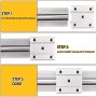 VEVOR Linear Rail 2 Set SBR 25-1100mm 2 Linear Rail Guide and 4 Square Type Carriage Bearing Bloc