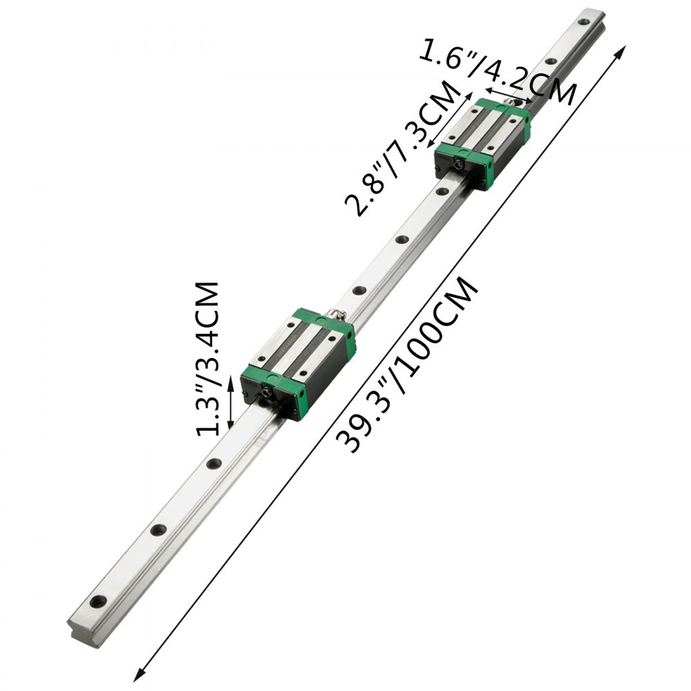 VEVOR  Linear Guide Rail  2Pcs HGR20-1000mm Linear Slide Rail with 1Pcs RM1605-1000mm Ballscrew with BF12/BK12 Kit Linear Slide Rail Guide Rail Square For DIY CNC Routers Lathes Mills