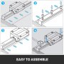 VEVOR  Linear Guide Rail  2Pcs HGR20-1000mm Linear Slide Rail with 1Pcs RM1605-1000mm Ballscrew with BF12/BK12 Kit Linear Slide Rail Guide Rail Square For DIY CNC Routers Lathes Mills