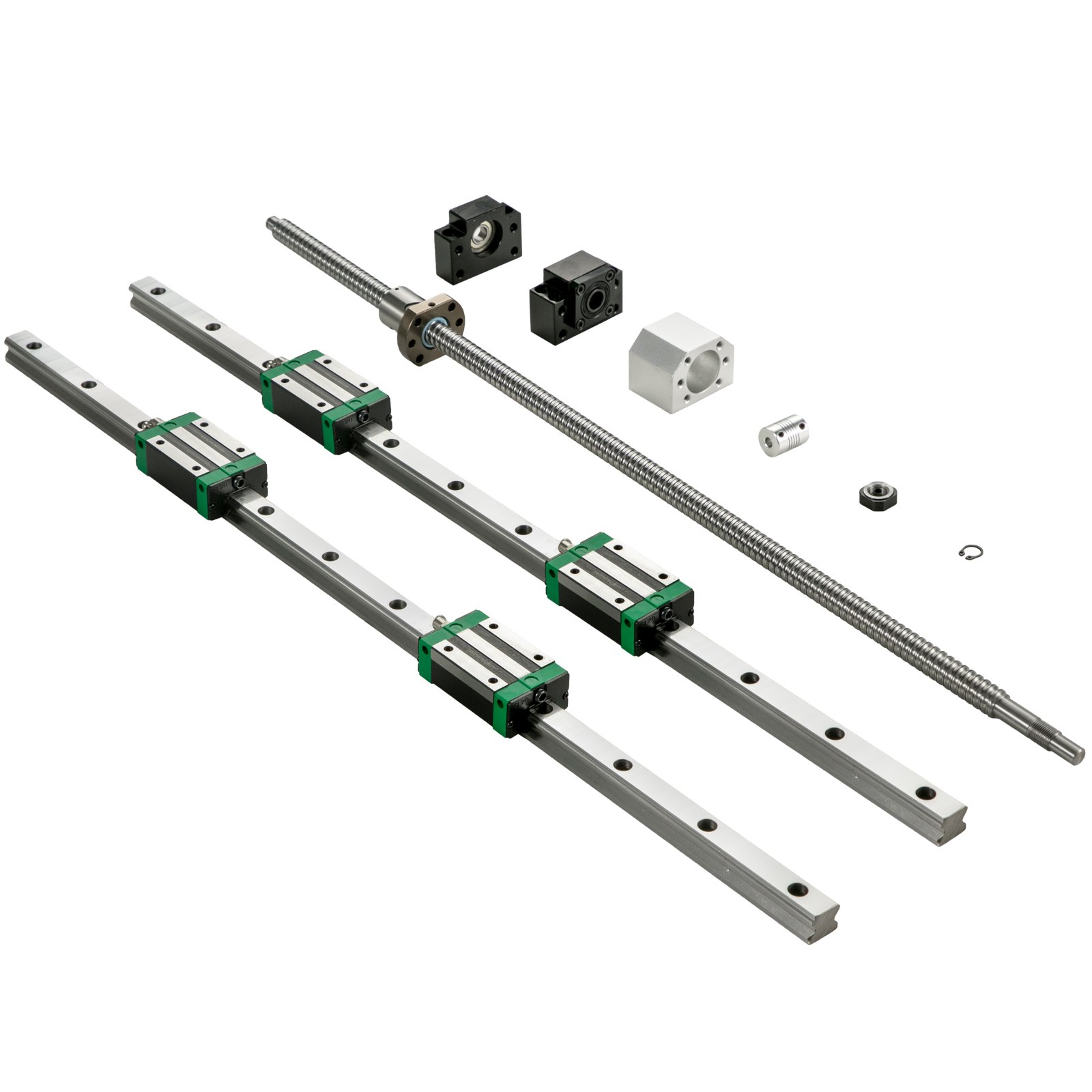 VEVOR  Linear Guide Rail  2Pcs HGR20-1000mm Linear Slide Rail with 1Pcs RM1605-1000mm Ballscrew with BF12/BK12 Kit Linear Slide Rail Guide Rail Square For DIY CNC Routers Lathes Mills