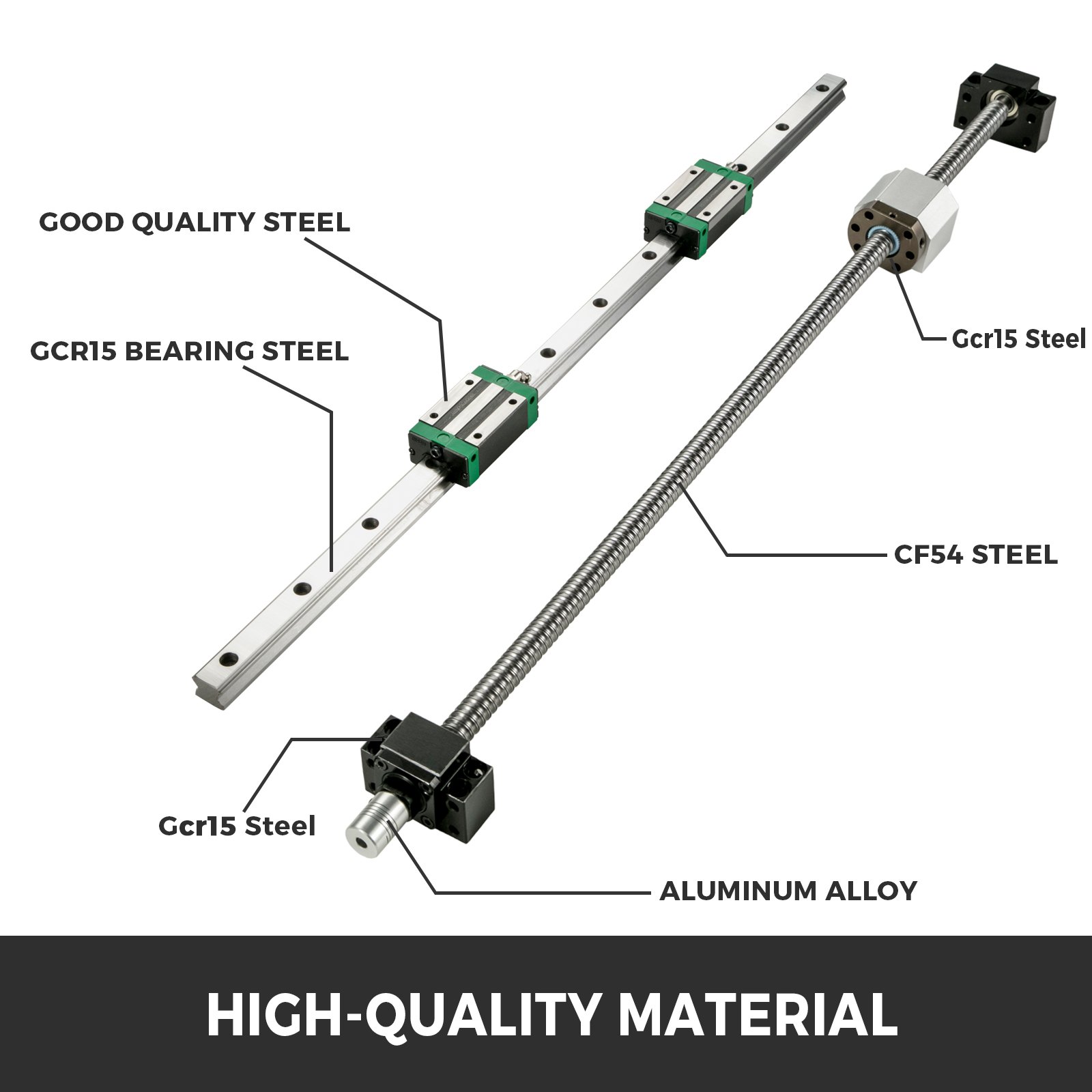 VEVOR  Linear Guide Rail  2Pcs HGR20-1000mm Linear Slide Rail with 1Pcs RM1605-1000mm Ballscrew with BF12/BK12 Kit Linear Slide Rail Guide Rail Square For DIY CNC Routers Lathes Mills