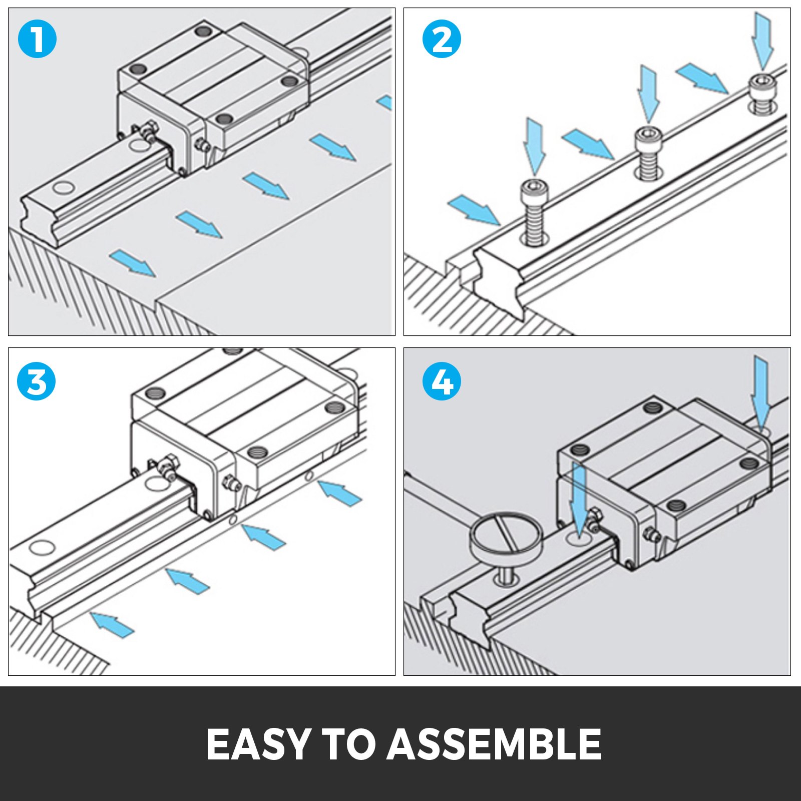 VEVOR  Linear Guide Rail  2Pcs HGR20-1000mm Linear Slide Rail with 1Pcs RM1605-1000mm Ballscrew with BF12/BK12 Kit Linear Slide Rail Guide Rail Square For DIY CNC Routers Lathes Mills