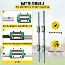 VEVOR Linear Guide Rail  2Pcs HGR20-1500mm Linear Slide Rail with 1Pcs RM1605-1500mm Ballscrew with BF12/BK12 Kit Linear Slide Rail Guide Rail Square For DIY CNC Routers Lathes Mills