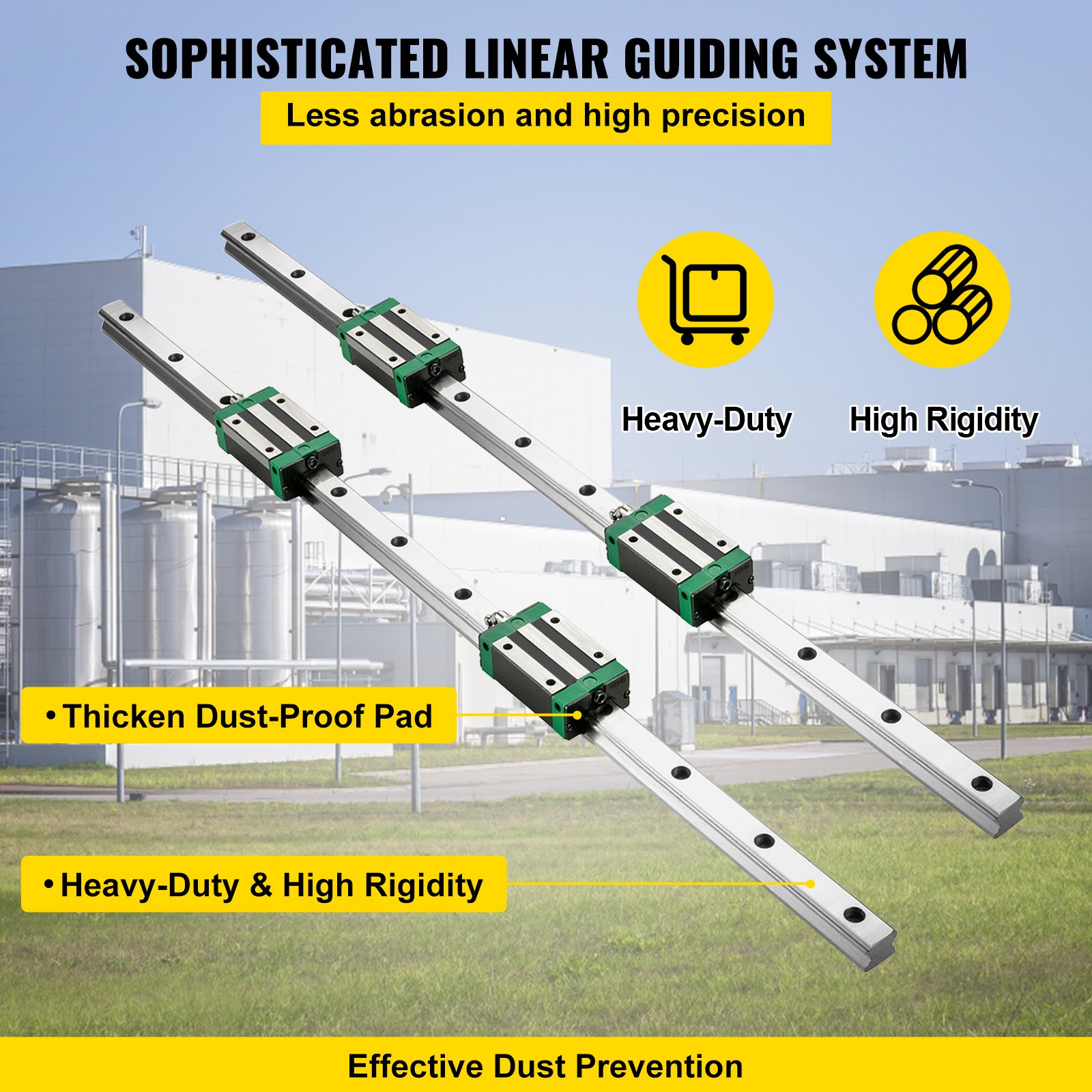 VEVOR linear guide rail kit with heavy-duty and high rigidity features for dust prevention.